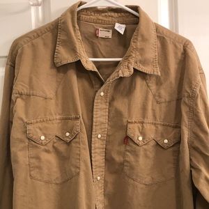 Levi’s Corduroy Tan Pearl Snap Button Down